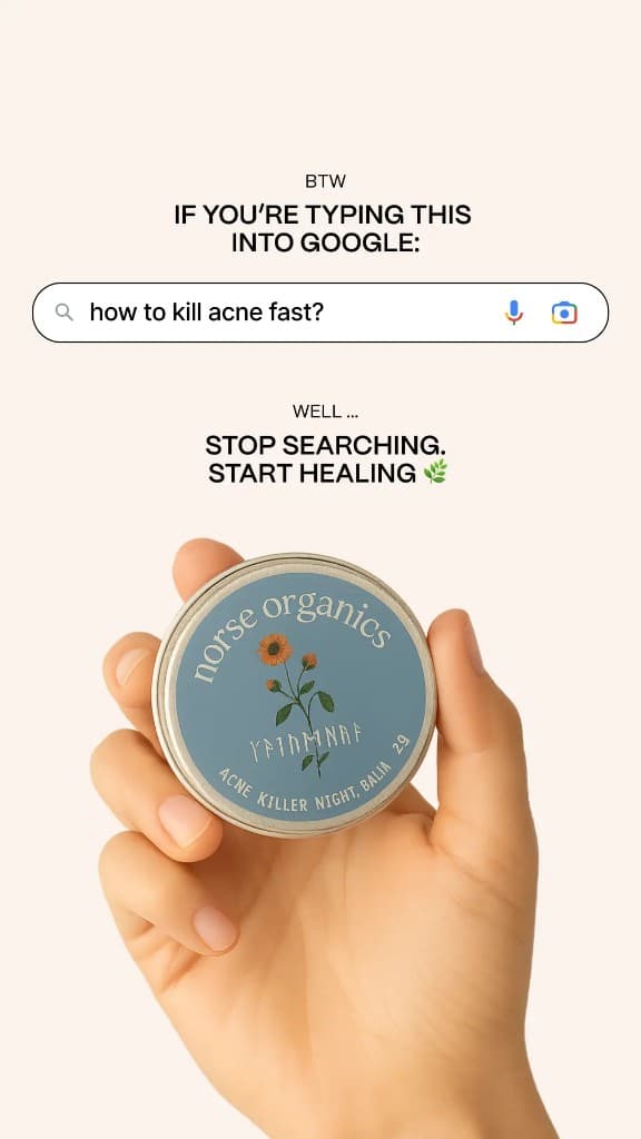 Norse Organics skincare ad creative