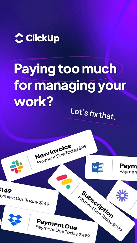 ClickUp productivity ad creative